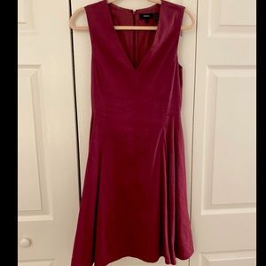 Burgundy Theory fit and flare dress